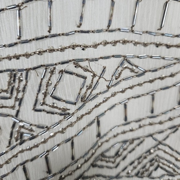 Alice+Olivia Beaded Shawl Kimono Shrug Size M Silk Champagne Elegant Cover Up - Picture 7 of 11